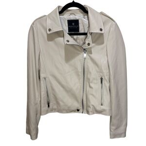 Bagatelle Collection Faux Leather Moto Jacket - Bone M